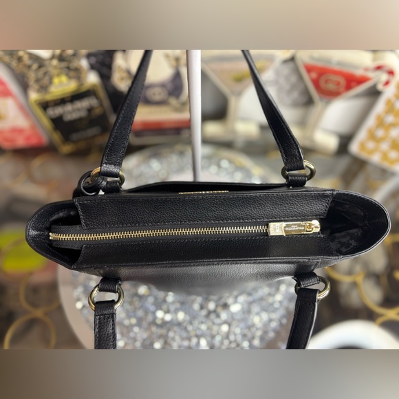 Karl Lagerfeld Paris Iris tote bag in black pebbled leather NWOT - Picture 6 of 14